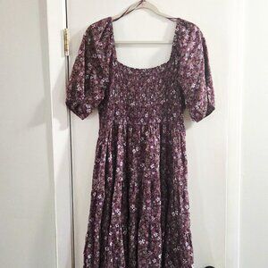Women's Sonoma Goods For Life® Smocked Tiered Midi Dress – Plum Floral